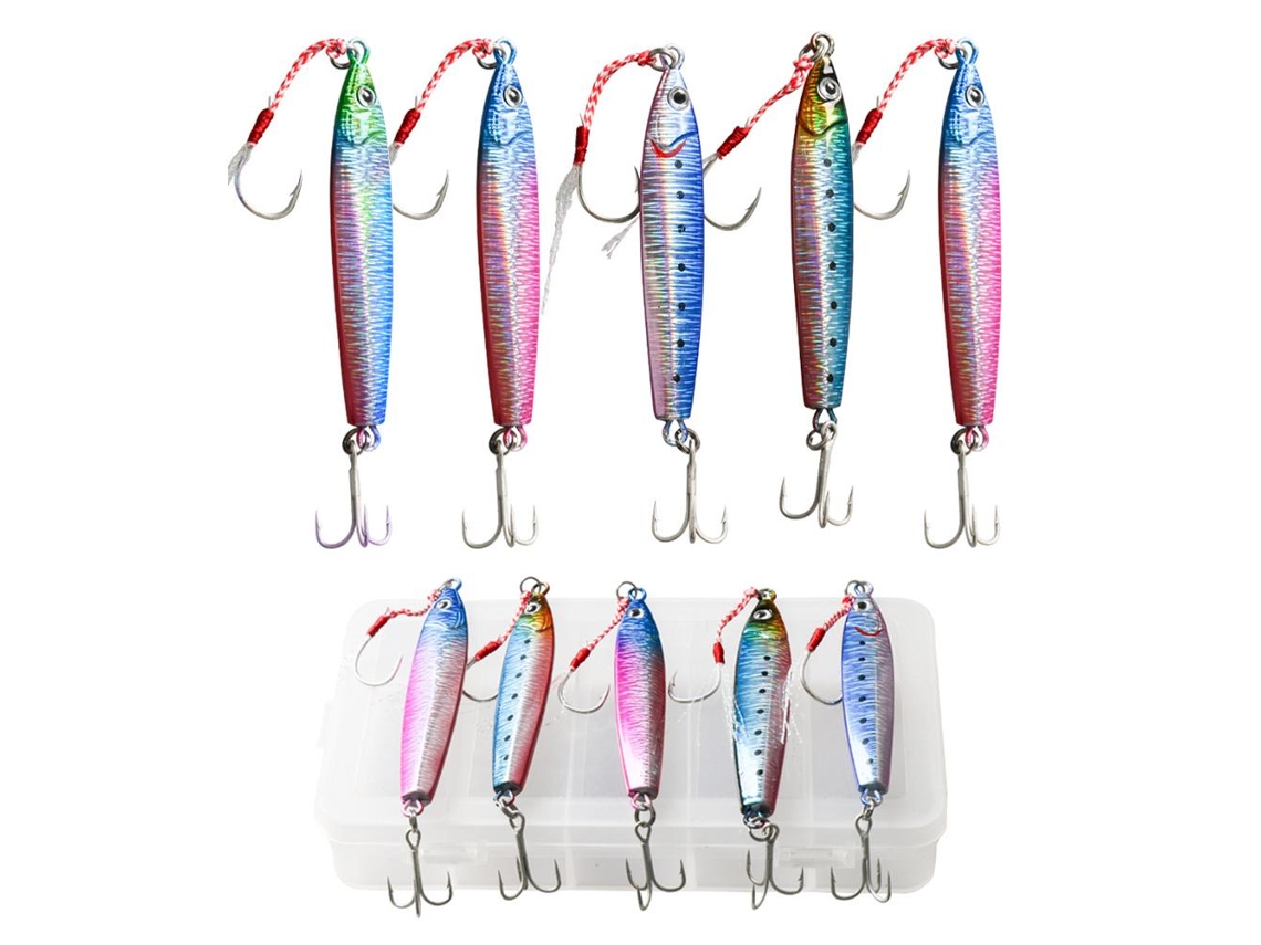 5 Piezas De Señuelos De Pesca De Caída Lenta De 30 G/40 G, Jigs Metálicos Planos Para Pesca En Agua Salada.