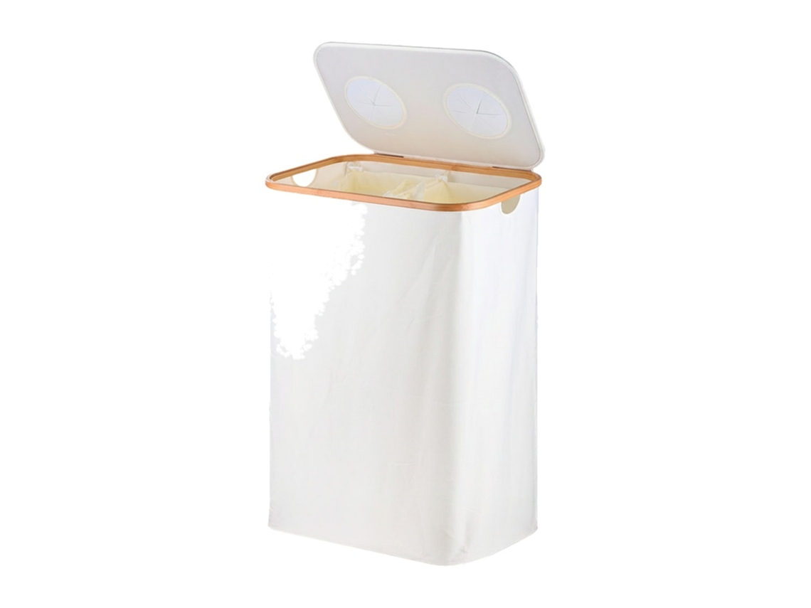 Contenedor De Botellas Relaxdays, 170 L, Hasta 60 Botellas, 2 Bolsillos, Recolector De Vidrio Y Plástico, Blanco.