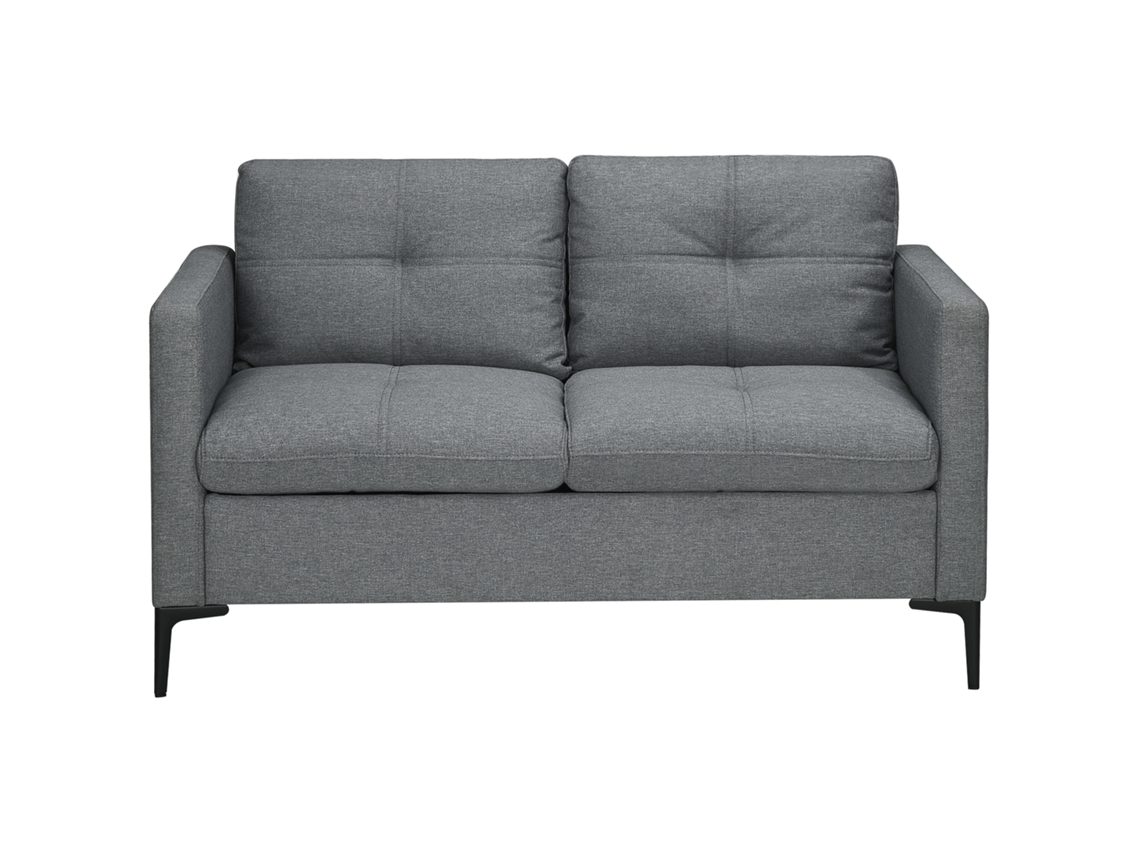 Canapé de 2 plazas Contemporain Piètement Métal Noir Tissu Appearance Lin Gris Foncé