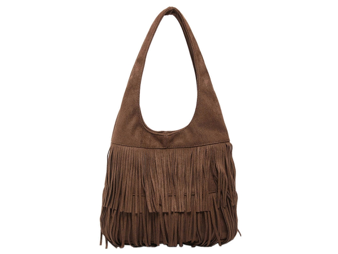 Bolso de viaje Hengrongshen para mujer, elegante, con borlas y asa informal debajo del brazo.