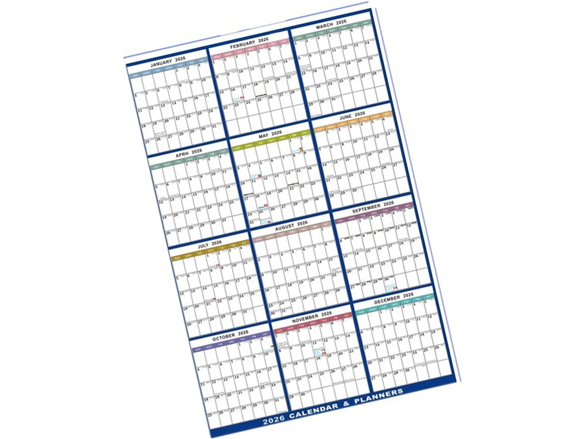 Calendario 2026, Planificador Anual, Reutilizable, Borrable