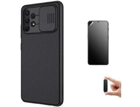 Kit Carcasa, Protector Y Soporte Samsung A32 5G Ultimatte Nillkin Camshield Negro