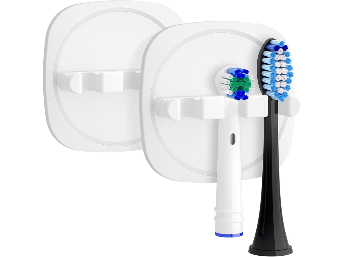 2 Soportes De Pared Blancos Para Cepillo De Dientes Eléctricos, Adhesivo 3m Sin Agujeros