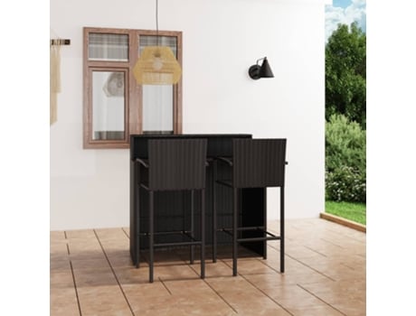 Conjunto de bar de jardín 3 piezas negro MAISON EXCLUSIVE