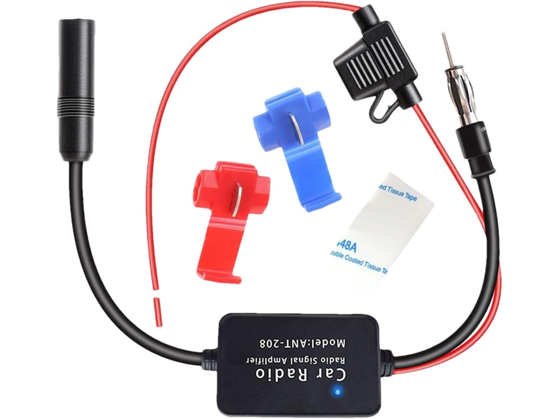 Amplificador de antena de radio FM, amplificador de antena de coche, amplificador de señal de antena de radio FM de 12 V Jortmrd