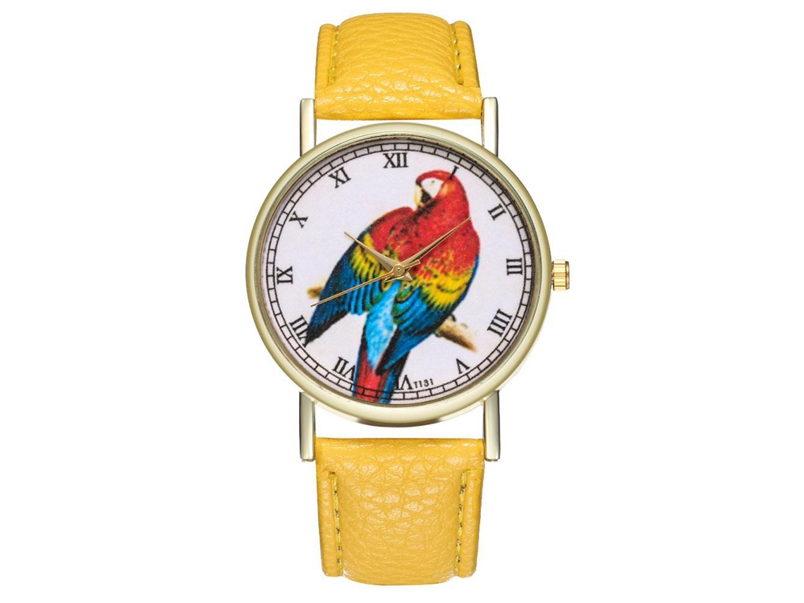Reloj De Pulsera Unisex Zhoulianfa De Piel Sintética Amarilla Con Movimiento De Cuarzo.
