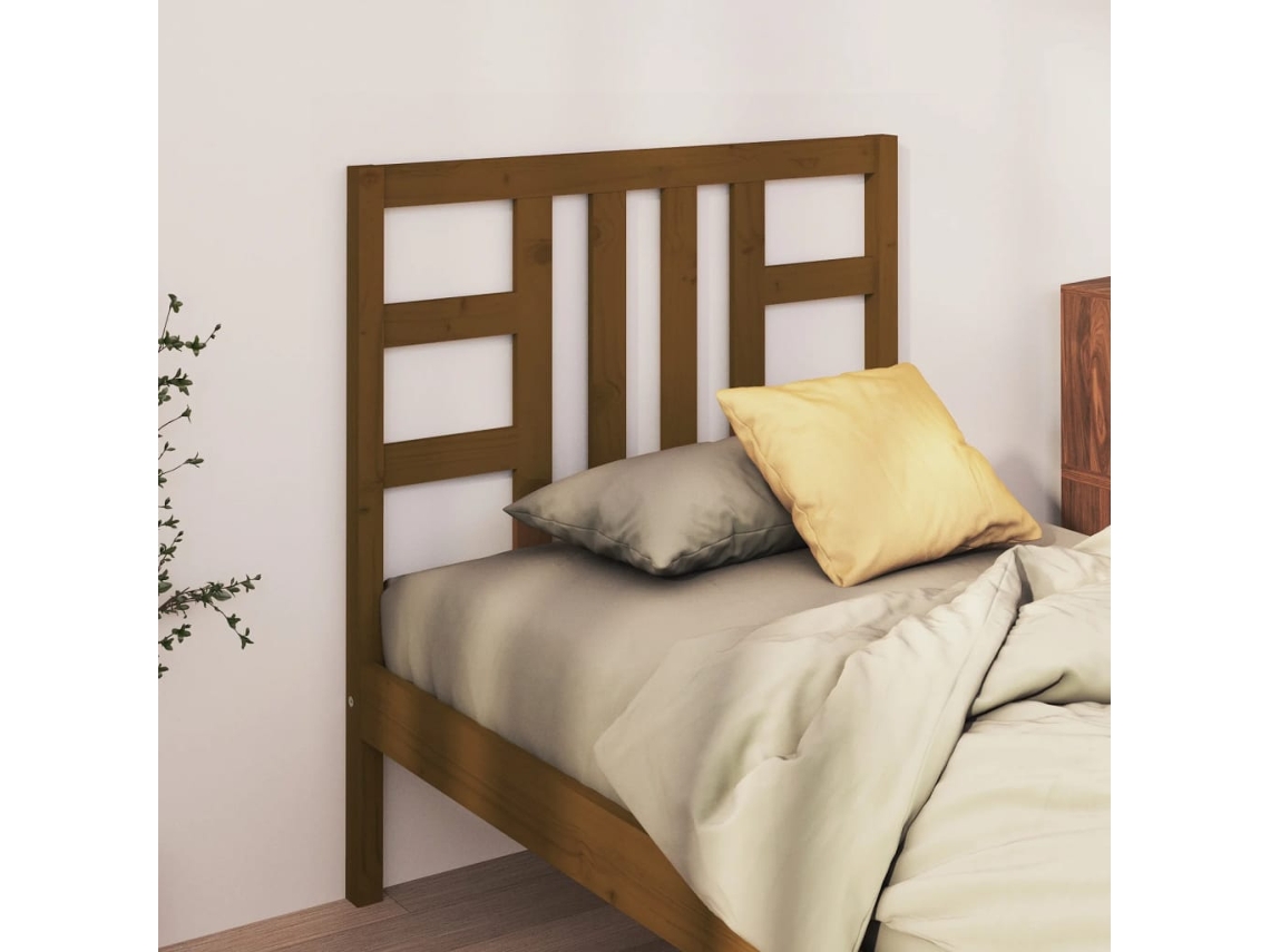 Cabecero De Cama Madera Maciza De Pino Marrón Miel 96x4x100 Cm