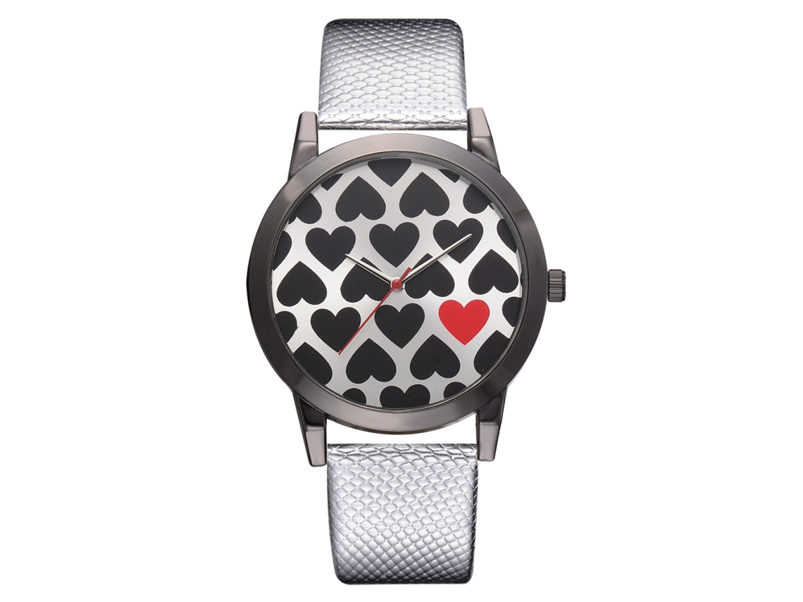 Reloj De Pulsera De Cuarzo Para Mujer Con Pantalla Analógica Y Correa De Pu Rosa Plateada.