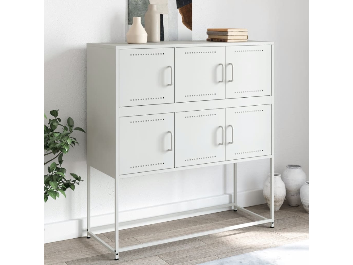 Aparador | Buffet | Armario De Apoyo 100,5x39x107 Cm Acero Blanco Wsd31912 Lovely Home