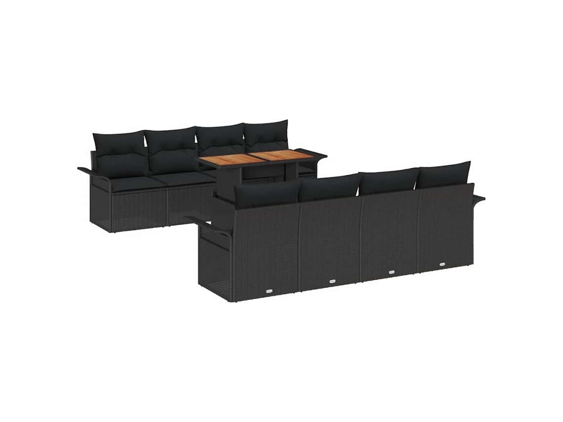 Maison Exclusive - Conjunto De Sofás De Jardín 7 Pcs Negro Ratán Sintético