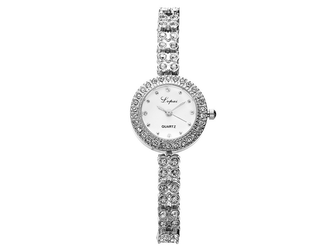 Reloj De Pulsera Analógico De Cuarzo Para Mujer Gaiety Con Brillantes Diamantes De Imitación (blanco)