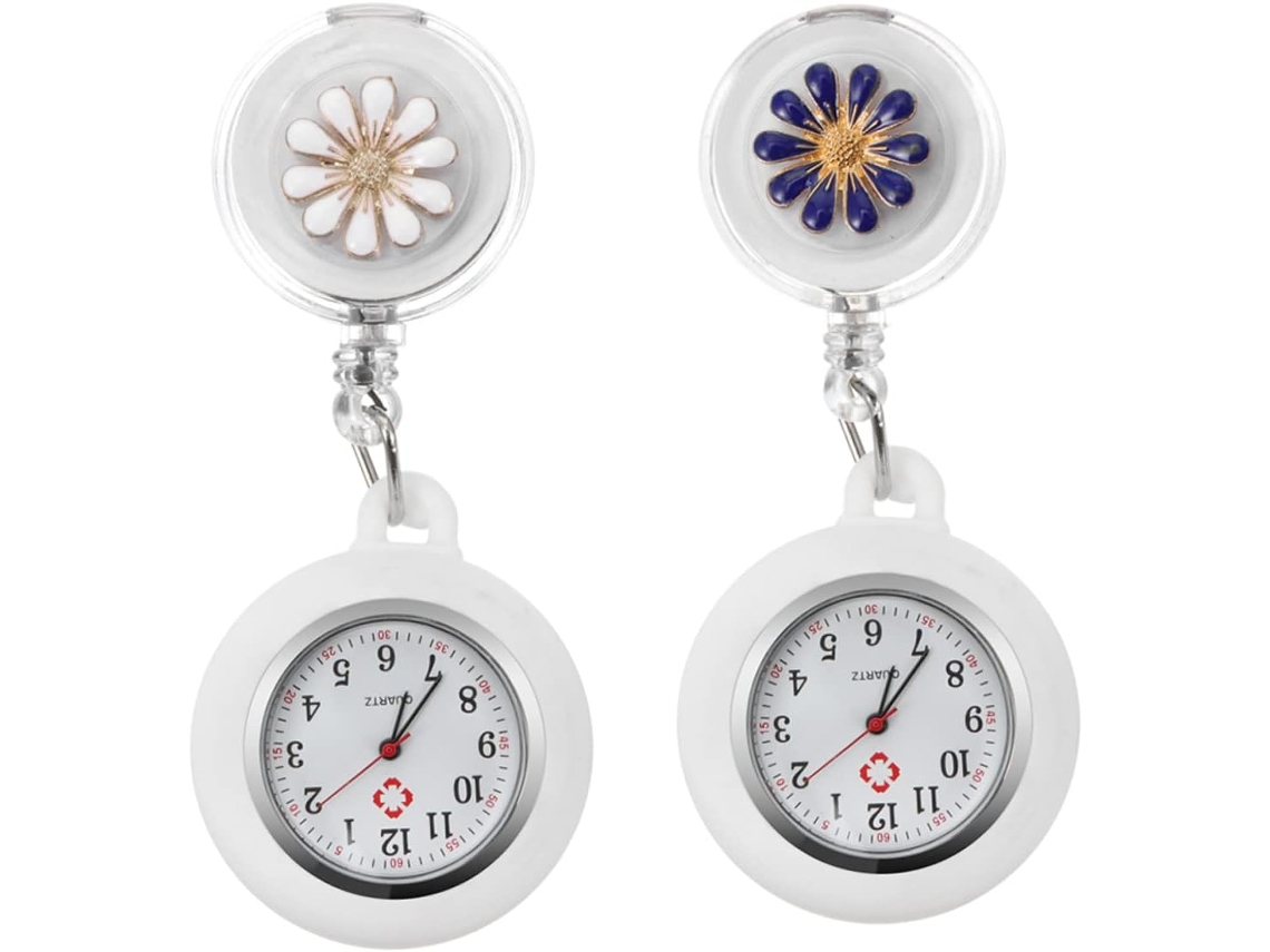 Reloj Bolsillo Enfermera 2 Piezas Colgante Médico Retráctil Color Aleatorio Clip