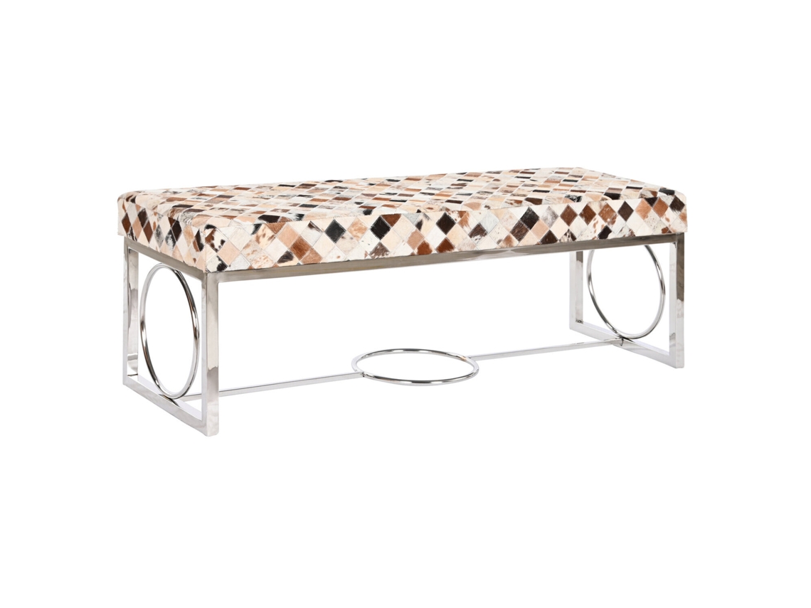 Descalzadora Piel Acero Rombos Camel 122x41x44cm