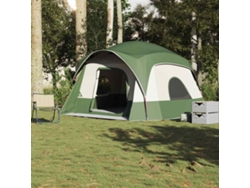 Tienda de campaña familiar, estilo cabaña, para 6 personas, impermeable, verde.