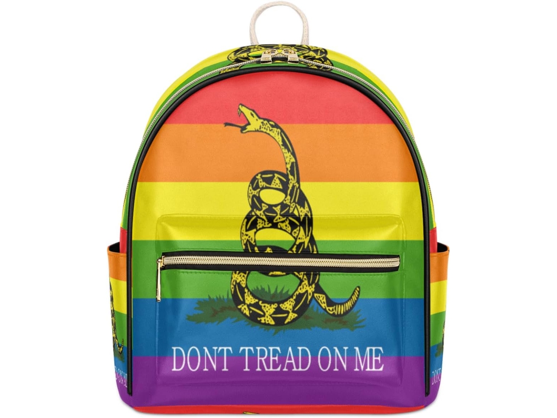 Mochila Tropicallife Rainbow LGBT de piel de serpiente de cascabel para mujer (32x15x44cm)