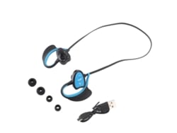 Auriculares Inalámbricos Bluetooth Resistentes Al Agua Ipx8 Para Nadar, Surfear Y Bucear Con Reducción De Ruido Azul.
