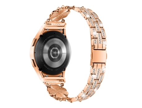 Correa de metal trébol de diamantes de imitación con conector para Samsung Galaxy Watch4/4 Active/5 40mm 44mm/Watch 5 Pro 45mm - oro rosa