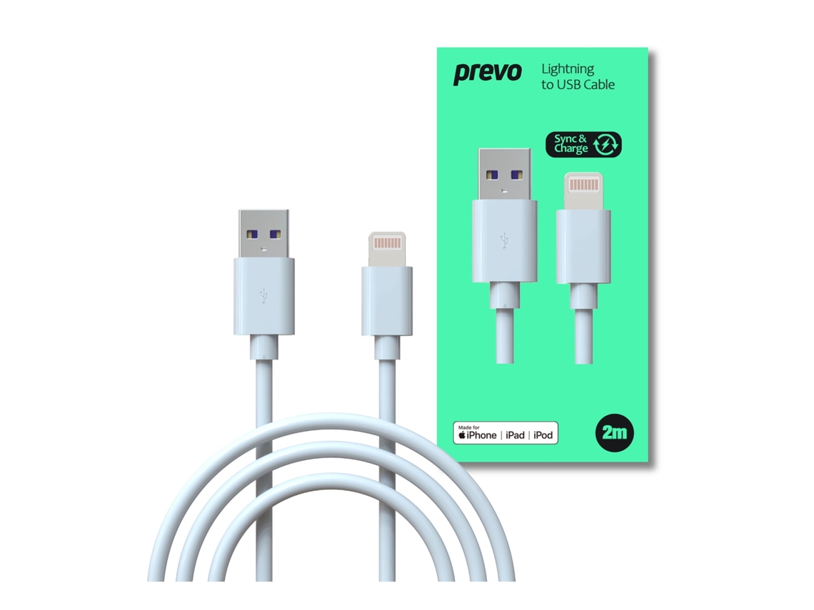 Cable Usb Lightning PREVO Blanco