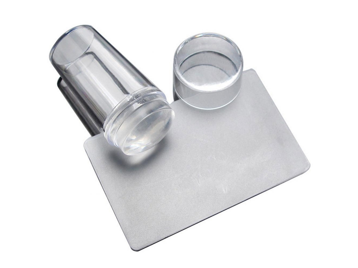 2pcs/set Estampador De Uñas Transparente Con Tapa Y Scraper, Herramientas De Manicura Para Arte De Uñas