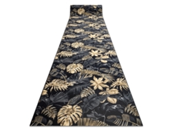 Alfombra de Pasillo con Refuerzo de Goma Monstera Hojas, Oro 80 cm
