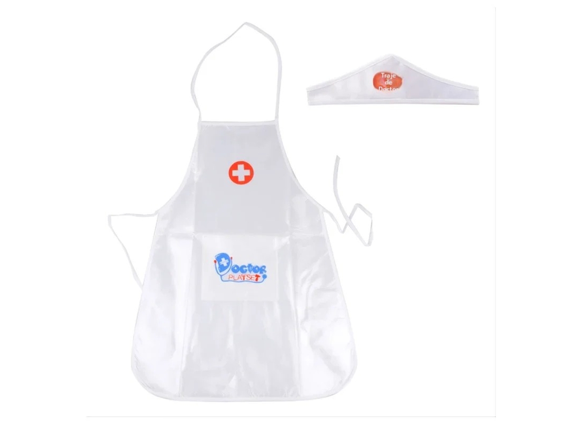 Uniforme y gorro para juego de rol de médico y enfermera pediátrica Mdug (blanco)