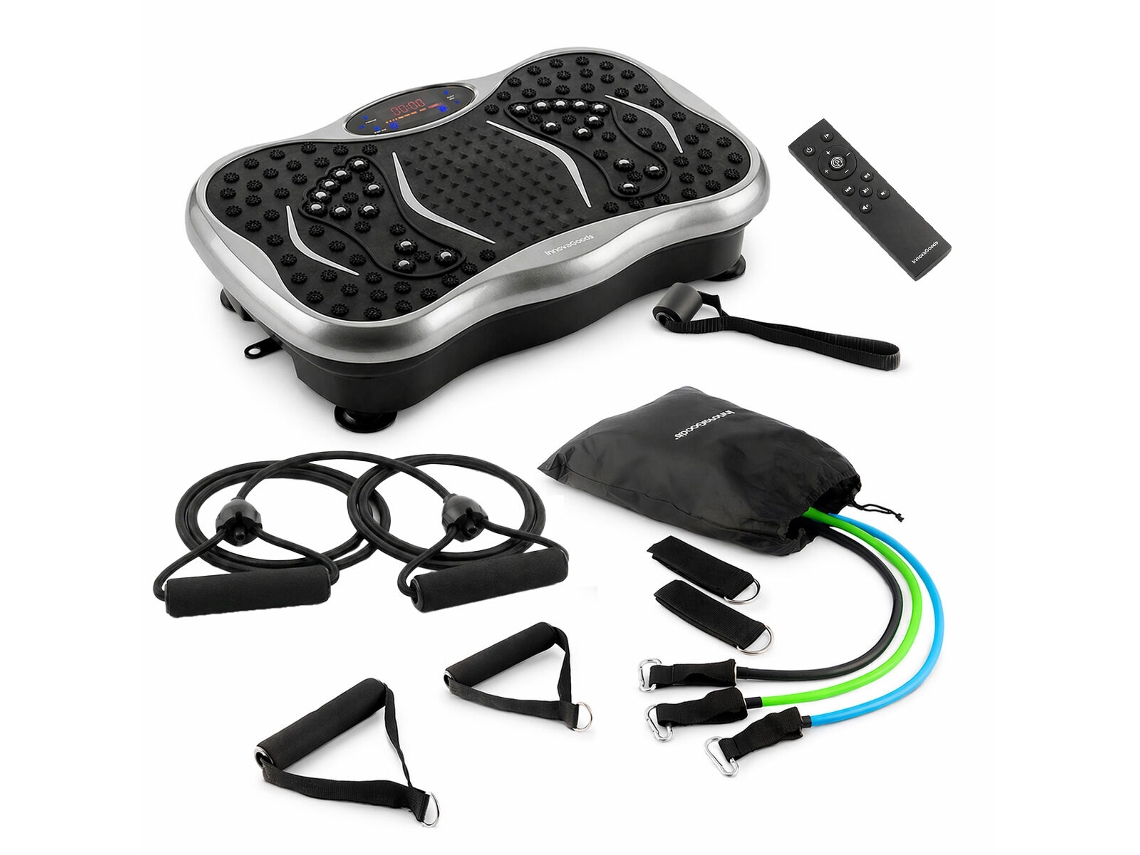 Pack Plataforma Vibratoria Con Altavoz, Mando A Distancia Y Bandas De Resistencia Con Guía De Ejercicios Innovagoods