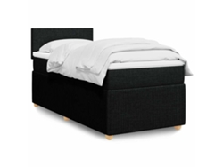 Cama Box Spring Con Colchón Tela Negro 90x190 Cm