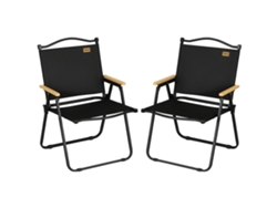 Set 2 Sillas De Jardín Plegables Con Reposabrazos Para Camping Y Playa En Tela Oxford Y Acero 54x59x78 Cm Negro