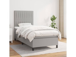 Cama box spring con colchón tela gris claro 90x200 cm