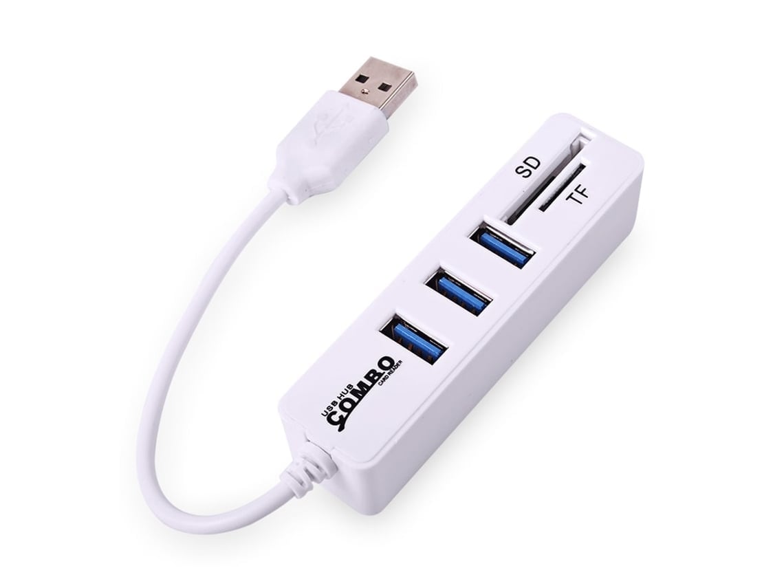 Concentrador Lector De Tarjetas De Memoria Mini Usb 2.0 + Concentrador Usb Blanco*