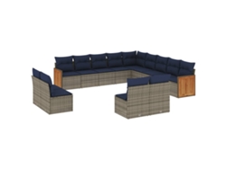 Maison Exclusive - Conjunto De Sofá De Jardín De 13 Piezas Con Cojines, Poliratán Gris