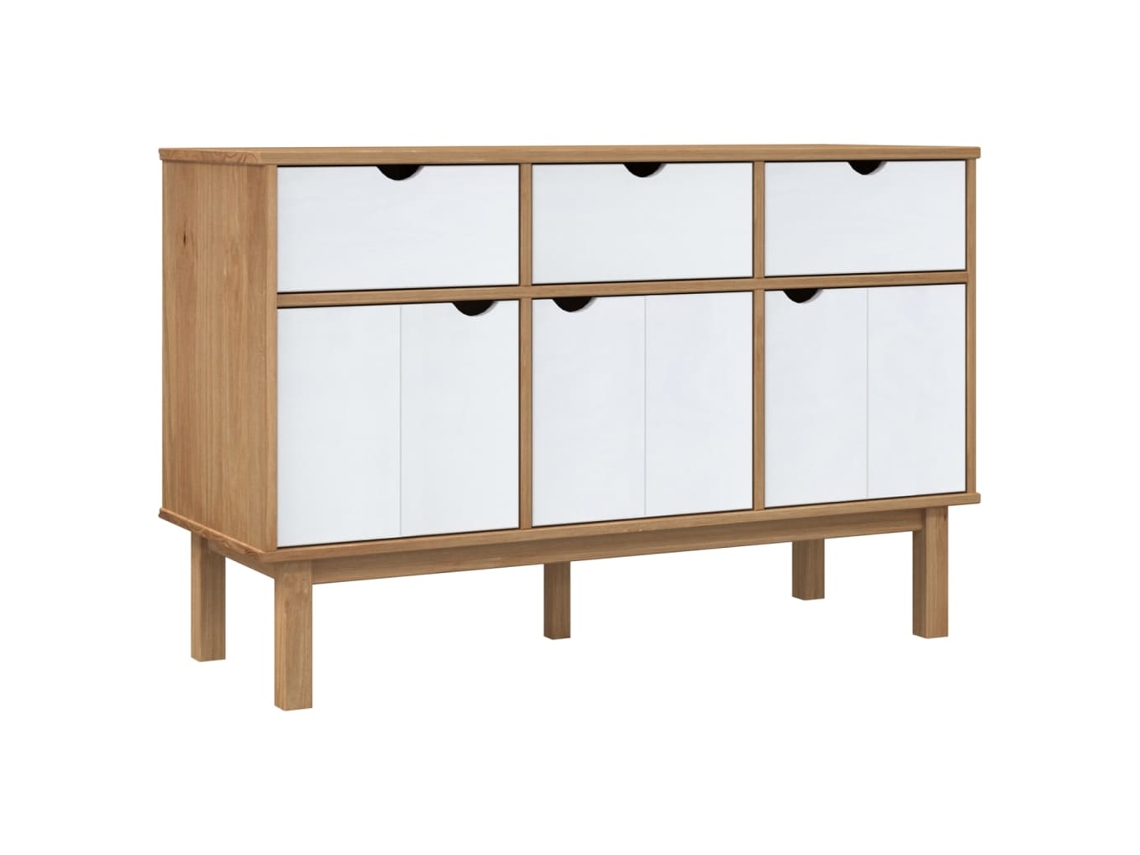 Maison Exclusive - Aparador Otta Madera Maciza Pino Marrón Y Blanco 114x43x73,5 Cm