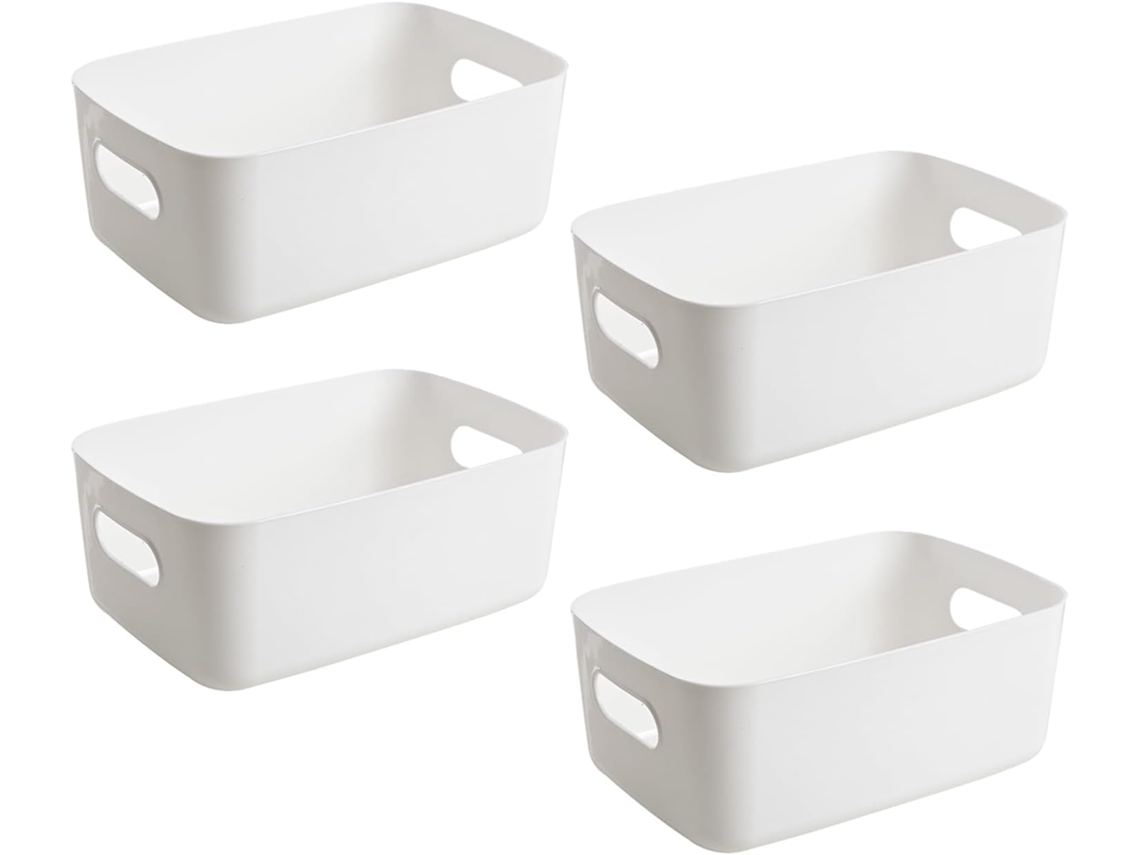 Cajas Organizadoras - Caja Blanca - 4 Unidades - Plástico - Cesta De Plástico - 20 X 14 X 7 Cm