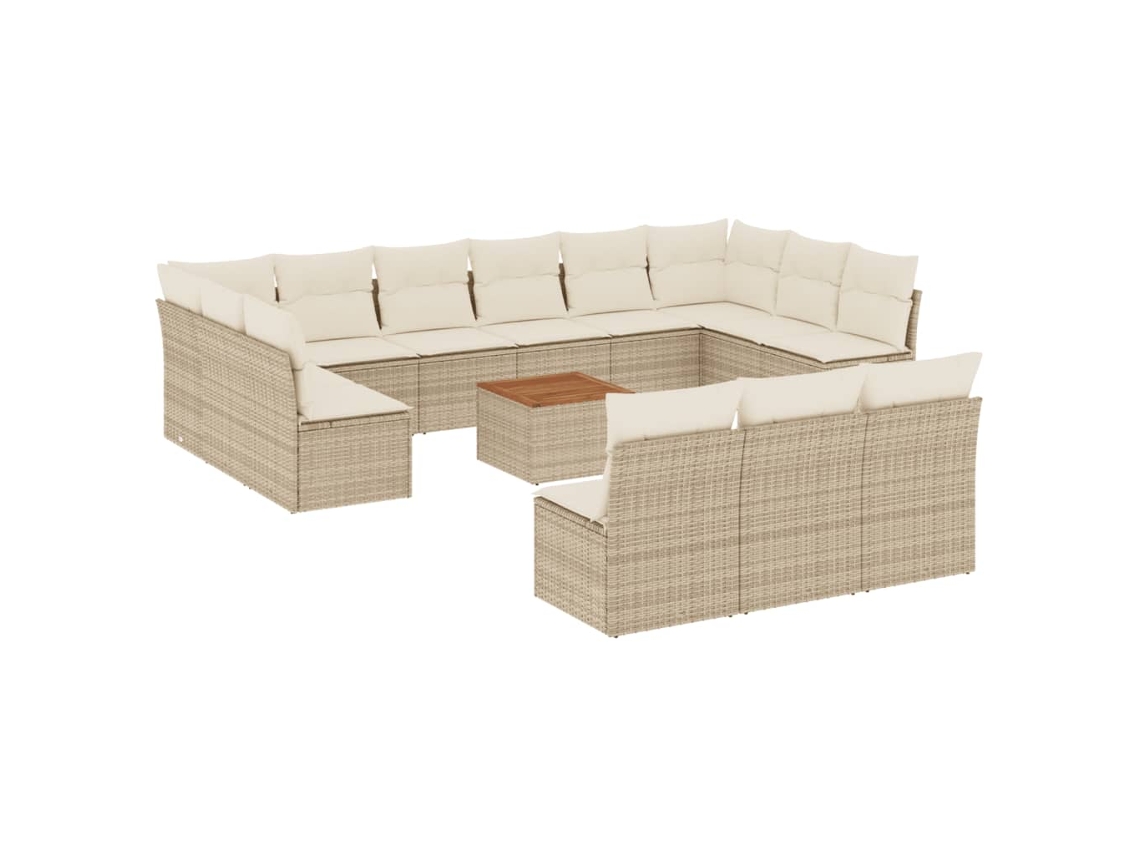 Maison Exclusive - Set Sofás De Jardín 14 Pzas Con Cojines Ratán Sintético Beige