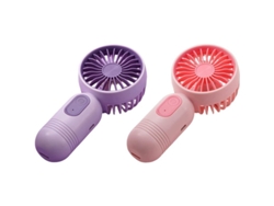 Ventilador Portátil De Mano, 3 Velocidades, Recargable Por Usb, 2 Unidades, Morado Y Rosa.