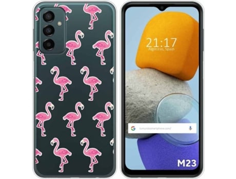 Carcasa para Samsung Galaxy M23 5G TUMUNDOSMARTPHONE Dibujos Transparente Flamenco Multicolor