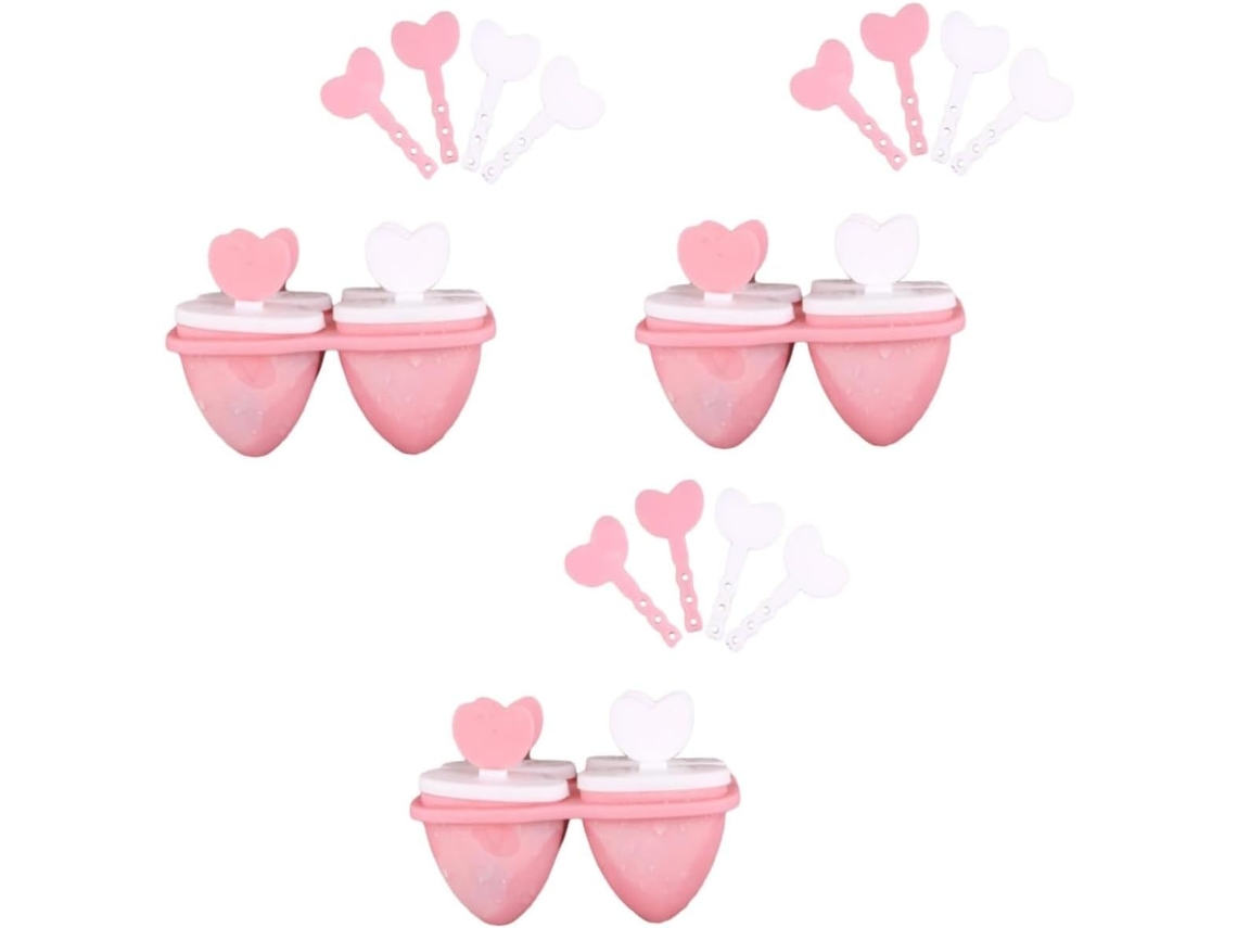 Juego de 3 moldes de silicona para paletas, gelatina y chocolate, molde para helado DIY, color rosa, Vayotoy