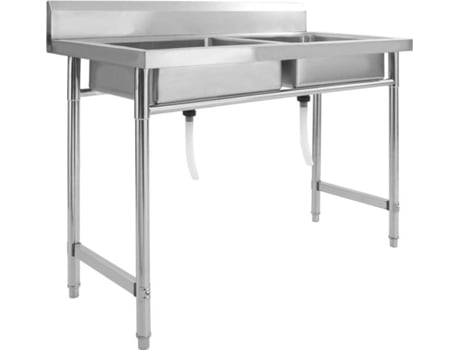 Fregadero VIDAXL con Doble Seno Acero Inoxidable