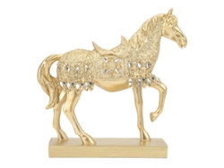 Figura decorativa de caballo dorado para el hogar y la oficina.