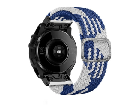 Correa de nailon 22mm con hebilla para Garmin Fenix 7/Epix/Instinct 2/Approach S62/Fenix 5 - azul/blanco
