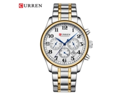 Relógio De Pulso Masculino De Quartzo (ouro Branco), Com Calendário, Multifuncional E À Prova D'água.