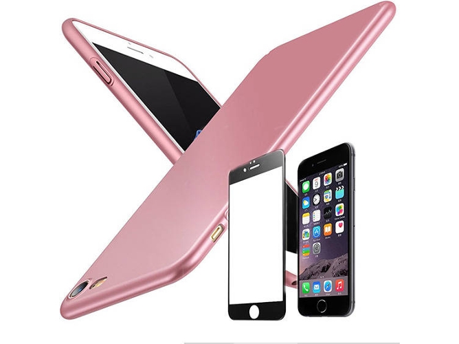 Kit Funda y Protector Cristal 5D iPhone 7 Plus, 8 Plus SlimShield Rosa