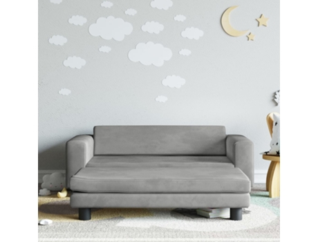 MAISON EXCLUSIVE - Sofá para niños y reposapiés terciopelo gris claro 100x50x30 cm