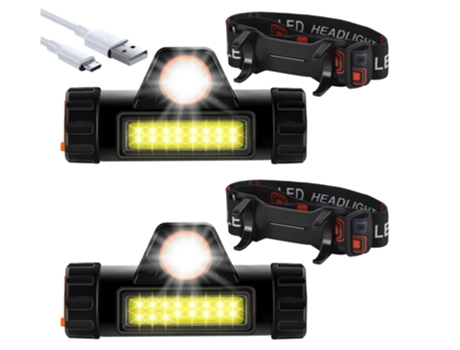 Linterna frontal recargable, linterna frontal LED, faro impermeable para acampar/pescar/senderismo/leer/pasear perros (negro)