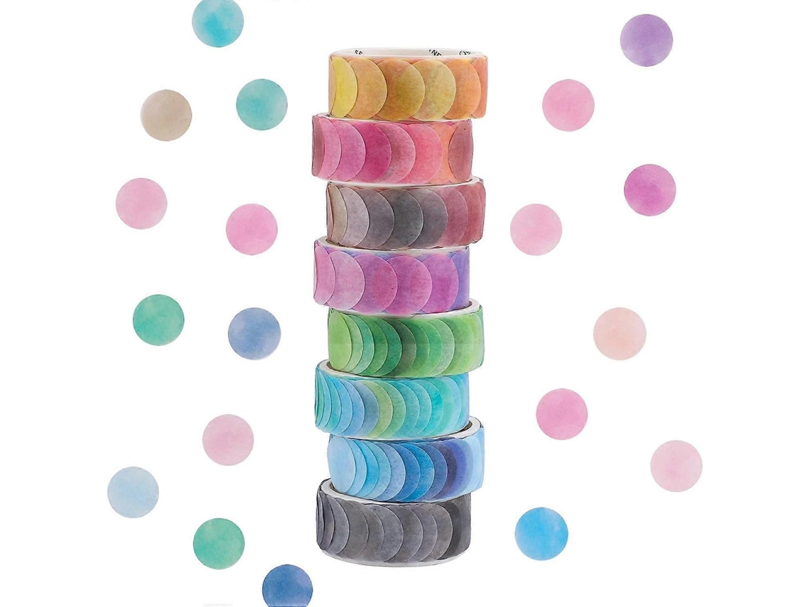 Juego de cintas Washi, cinta adhesiva Washi con puntos, 14 mm de ancho, decorativa, adhesiva para scrapbooking, decoración Pr GOKOCO