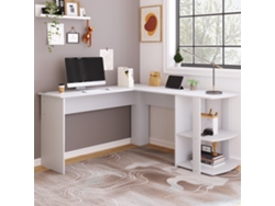 Escritorio En Esquina 140 Cm - Computertisch, Escritorio En L Con 2 Estantes - Blanco