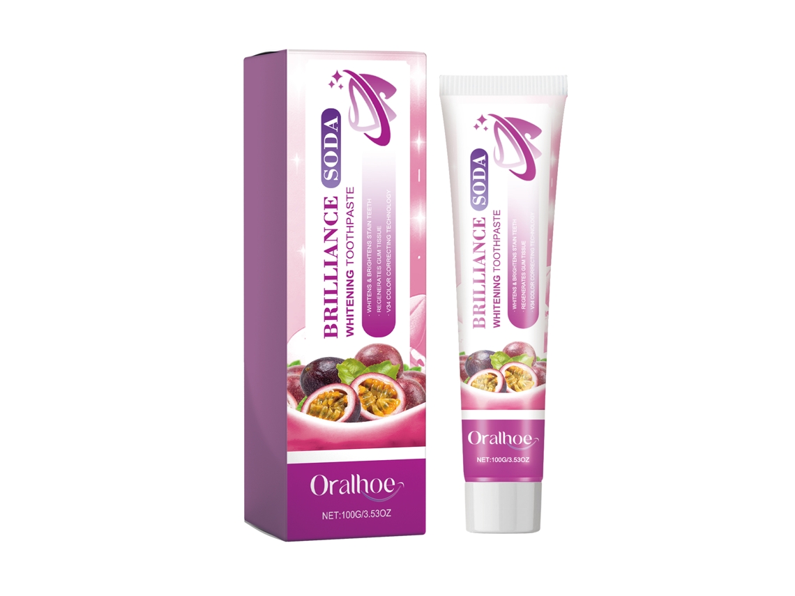 Pasta dental blanqueadora Oralhoe con sabor a maracuyá