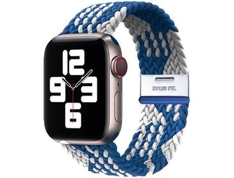 Correa Trenzada Ajustable para Apple Watch Series 6 40mm Azul y Blanco