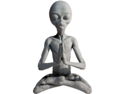KOFIHETY Encantadora estatua de jardín, escultura extraterrestre de meditación, hecha a mano con esmero, decoración de resina para interiores y exteriores para