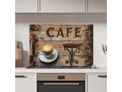 Panel Antisalpicaduras Cocina Cafetería - Madera - Café - Estanterías 90x60 Cm